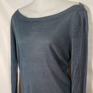 C3 Collection Grey Blue Boatneck Sweater Sz Large